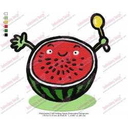 Watermelon Fruit Holding Spoon Embroidery Design